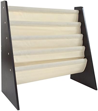 Pidoko Kids Sling Bookcase | Wooden Children's Bookshelf with Pocket Storage Book Rack (Espresso)