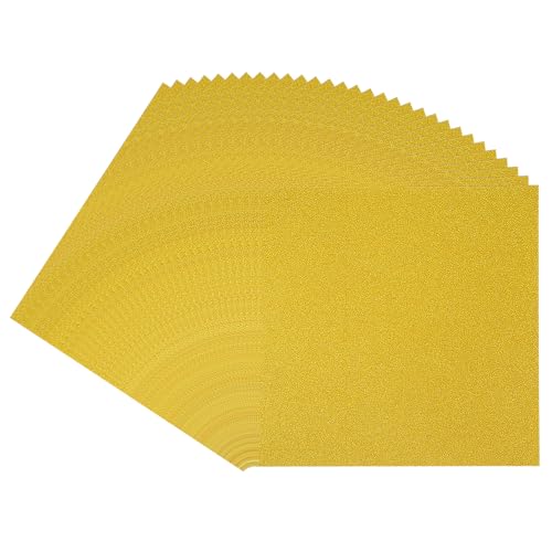 Papier Cartonné Pailleté 12x12 Pouces Doré, Feuille Épaisse Scintillante pour Bricolage et Scrapbooking