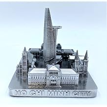 Ho Chi Minh 3D City Famous Building Model Statue Souvenir Decoration for Home Office 4" Silver