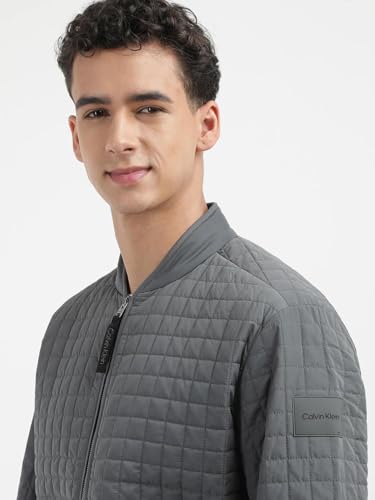 Image of Quilted Regular Fit Polyester Jacket