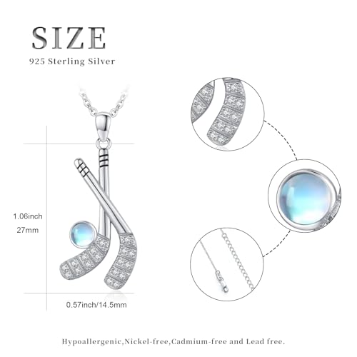 Baseball/Golf/Hockey/Tennis Necklace 925 Sterling Silver Moonstone Ball Sports Pendant Jewelry Graduation Gifts for Women Girlfriend Mom4