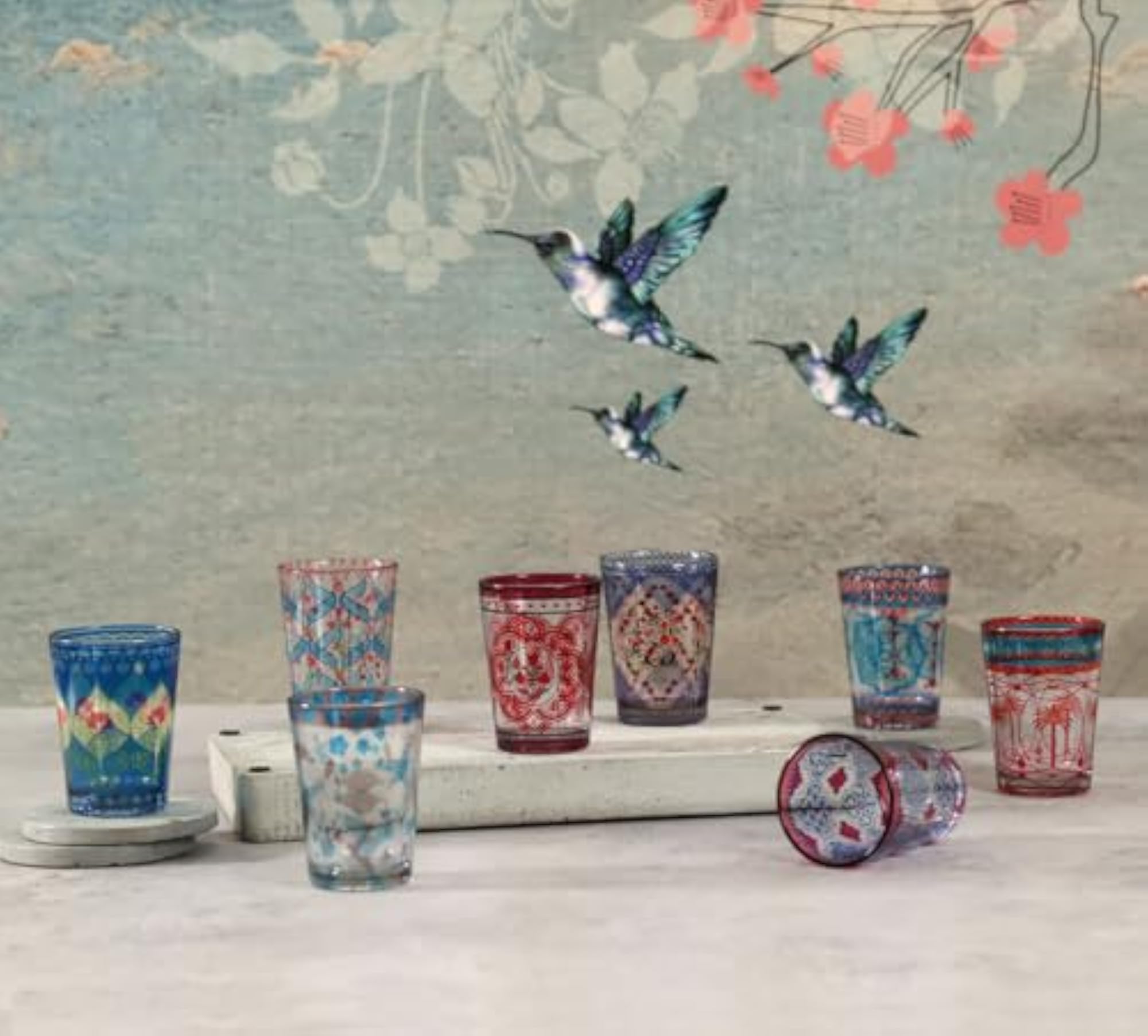 Mughal Jhali Printed Kullad Tea Serving Glasses Set of 4