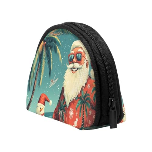 Portable Coin Purse Tropical-Christmas-Santa Mini Zippered Money Pouch Card Holder4
