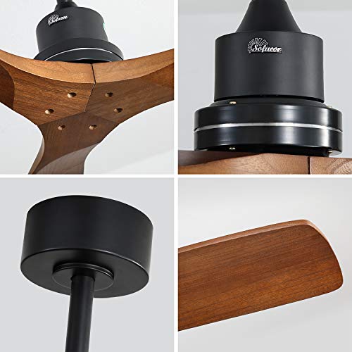 Sofucor Ventiladores de teto de 52 polegadas sem luz, ventilador de teto externo com controle remoto