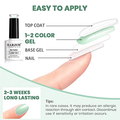Rarjsm Pearl Gel Nail Polish, Glitter Drawing Gel Polish Light Green Shimmer Mermaid Nail Gel Soak Off Uv Gel For Salon Home Diy Manicure Use #TOP6