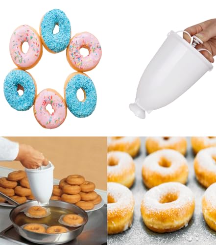 One hand Donut Maker Manual Donut Maker Plastic Doughnut Machine Mold Biscuit Donut Maker Donut-Depositor Made Waffle Dispenser Donut Kitchen Pastry Making Bake Ware Baking Tool