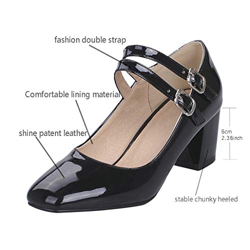 Shinelly Women Patent Leather Square Toe Oxford Pumps High Heel Chunky Block Mary Jane2