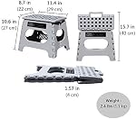 Non-Slip Folding Step Stool, Sturdy Safe Enough - Holds up to 300 Lb - 11 inch Footstool for Adults or Kids, Folding Ladder Storage/Opens Easy, for Kitchen,Toilet,Camping (Light Grey, 11'')