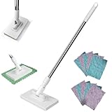 Snap Grip Mini Mop - Lazy Cleaning mop, Easy to use. Equipped with 10 Reusable Cleaning Cloths (Disposable Wet Wipes). Suitable for The Ground, Wall, Window Surface