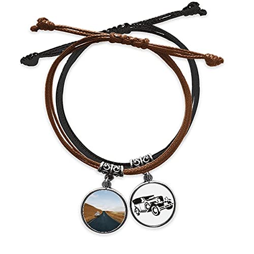 Bracelet route d'automne chaîne de main en cuir pour voyageur