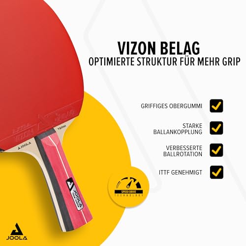 JOOLA 52004 Tischtennisschläger Team Junior ITTF Zugelassener Allround Tischtennis-Schläger für Anspruchsvolle Spieler-5-fach verleimtes Spezialsperrholz, Mehrfarbig, One Size