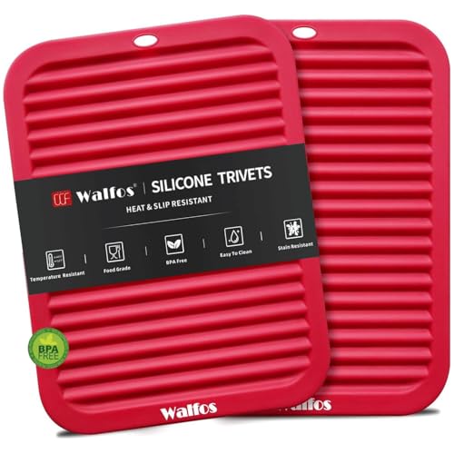 Image of Walfos Silicone Trivets for Hot Pots and Pans - Heat Resistant Hot Pads for Kitchen Counter- Multi-Purpose & Versatile Trivet Mat - Long-Lasting & Flexible Silicone Hot Pad