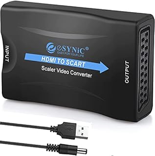eSynic 1080P HDMI to SCART Converter Scaler Converter Composite Video Audio Adapter for SKY HD Blu Ray DVD HDTV STB PS3 Sky DVD Blu-ray-Black