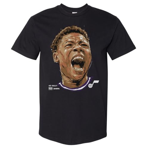 500 LEVEL Ace Bailey Utah Jazz Portrait Heavyweight Tee (Black, Medium)