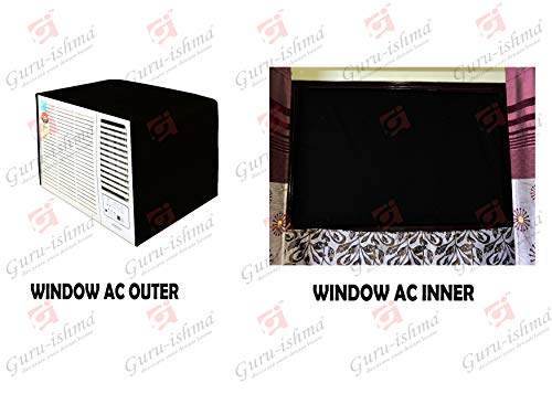 Image of Waterproof Polyester Window AC Cover 1.5 Ton - Indoor & Outdoor Combo Set with Elastic fit | All-Weather Dustproof UV & Scratch Protection, Durable Secure Fit-(Black)