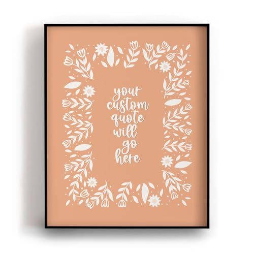 Lyrical Artworks Custom Peach Floral Wall Art Print, Personalized Song