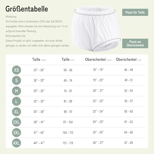 Carer Auslaufsichere Unterwäsche für Erwachsene für Inkontinenz, waschbar, geräuscharm Kunststoffhose Unisex, 2 Stück Weiß L