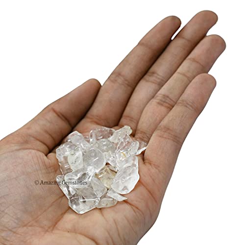 Image of Amazing Gemstone Clear Quartz Crystal Chips and Tiny Crystals for Aquarium Gravel - Bulk Fish Tank Gravel, Small Tumbled Stone Chips and Tiny Crystals for Decoration (Natural AAA Grade Gemstones)