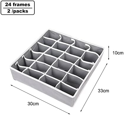 NEUSID Drawer Organisers, 2 Pack 24 Cells Collapsible Closet Cabinet Organizer Underwear Storage Boxes, Antibacterial Dustproof Odorless Draw Organizer Foldable Underwear Socks Tie Organizer