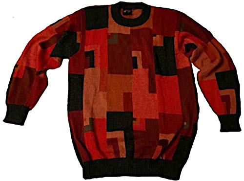 Alpacaandmore - Maglione da uomo, 100% lana di alpaca Colore: rosso L