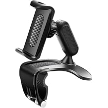 Downhill 1 PC Car Dashboard Cell Phone Holder, 360 Degree Rotation Dashboard Phone Holder, Multifunctional Sun Visor Rearview Mirror Navigation Mount, Compatible with 4-7 Inch Smartphones Black