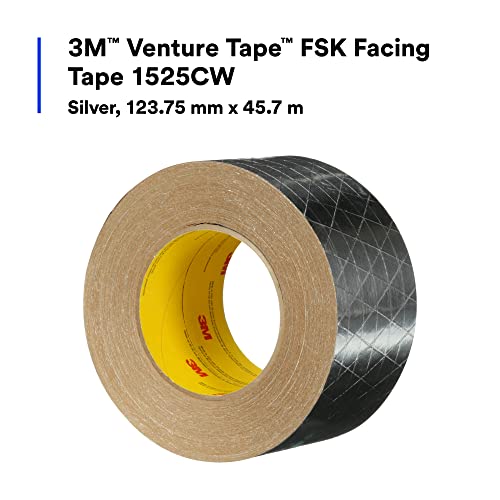Image of 3M Venture Tape FSK Facing Tape 1525CW, Pressure Sensitive, Cold Weather Adhesion, Foil, Scrim, Kraft, UL723 Classified, 4.87 in x 50 yd