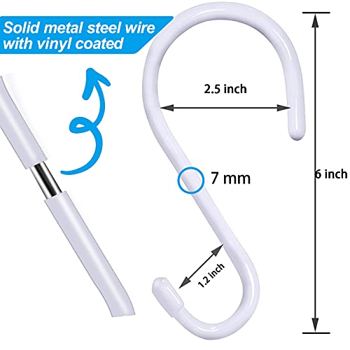 Dreecy Large Heavy Duty S Hooks 6 Inch Vinyl Coated S Hooks For Hanging Plants 7 Mm Gauge White Metal Rubber Coated S Hooks For Hanging Plants Outdoor Decorations Jeans Pot Garden Tools 6 Pack #TOP1