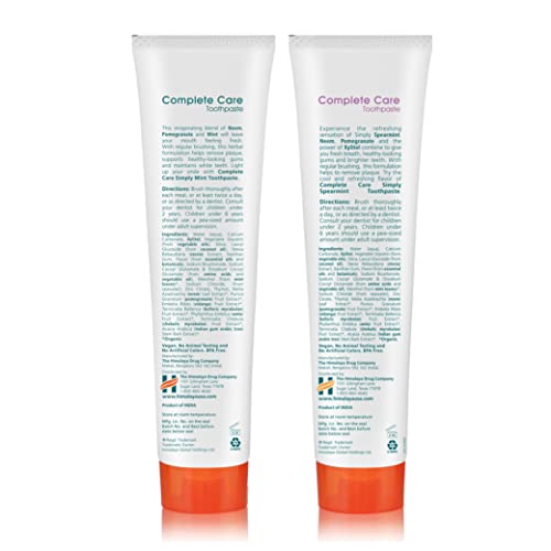 Himalaya Botanique Complete Care Toothpaste Variety Pack, Fluoride Free Simply Mint And Simply Spearmint Flavors, Fluoride Free For A Clean Mouth, Whiter Teeth And Fresh Breath, 5.29 Oz, 2 Pack #TOP2