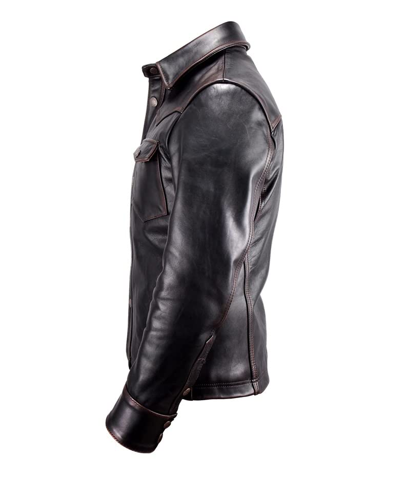 Men's Leather Biker Jacket | Brown Made in USA Leather Jacket Shirt, Leather Jacket Men | Leather Biker Jacket3