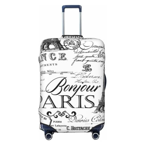 Vintage Paris Black And White Nostalgic Luggage Cover, Protective Washable Suitcase Cover - Travel High Elastic Fibers Suitcase Protector Fits Medium