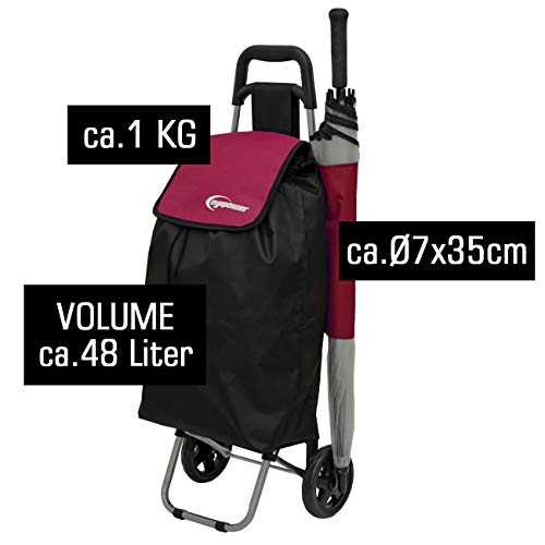 EYEPOWER 48L Einkaufstrolley Faltbarer Einkaufsroller 94x37x30 cm Trolley Rot – Bild 5