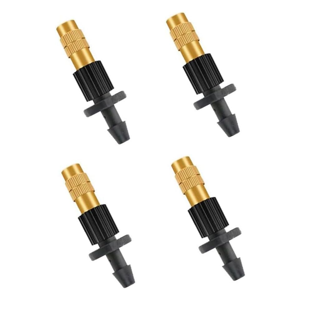 HVMBEUGOS Adjustable Brass Atomizing Nozzle with Drip Connector, Irrigation System Copper Nozzle Greenhouse Vegetables Lawn Watering Nozzle 20pcs Brass Nozzle + Single Barb