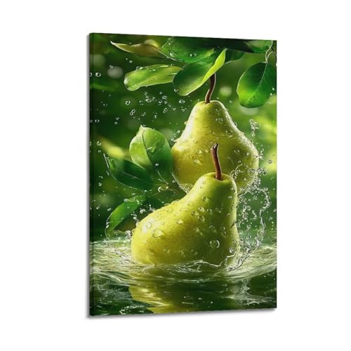 Poster mural artistique poires vertes ZHOUKEG en toile suspendue