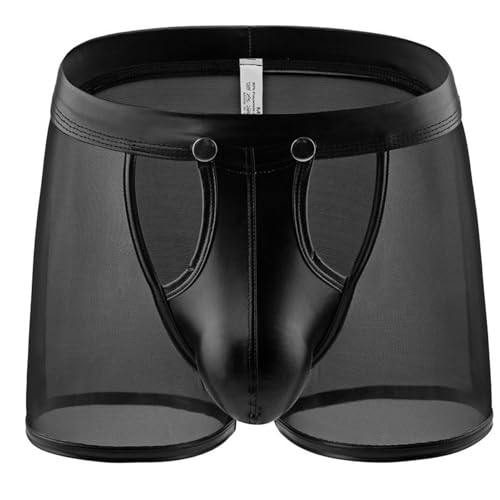 Rayson Boxer Sexy Homme Calecons à Taille Basse Respirant Doux Confortable sous-vêtements Découpée(Noir,XXL)
