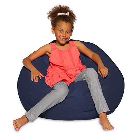 Posh Beanbags Bean Bag Chair, Large-38in, Solid Navy Blue