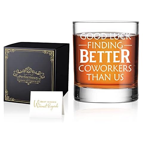Perfectinsoy Coworkers Whiskey Glass with Gift Box, Unique Idea Gift for Dad, Husband, Boss, Friend, Going Away, Farewell, New Job Gift, Good Luck Finding Better Coworkers Than Us Whiskey Glass Cover