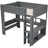 SOFTSEA Full Size Gaming Loft Bed with Desk, Wood Loft Bed with USB Ports, LED Lights, Gaming Lofts Bed with Multi-Storage Shelves & Under-Bed Space for Adults Kids Teens, No Noise, Gray