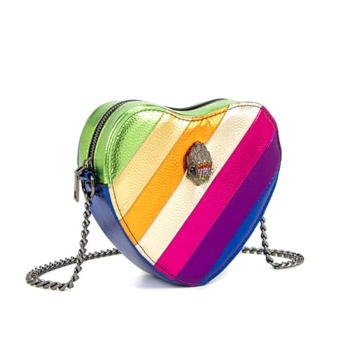 Eagle Head Rainbow Heart Crossbody - Gothic Chain Retro Small Square Bag (Floral)3