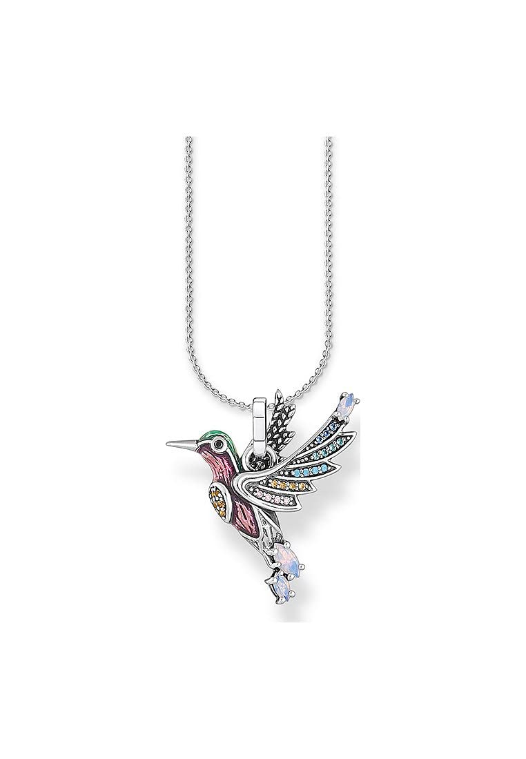 Thomas Sabo Collana Donna Argento 925 Con Ciondolo Uccello E Zirconi Colorati – Regolabile 38-42 Cm