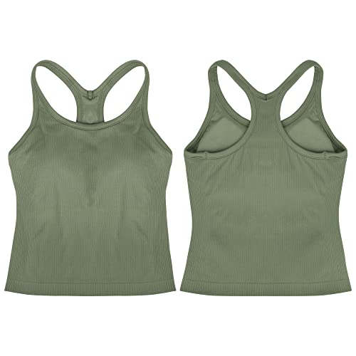 Image of sphinx cat Womens Ribbed Workout Crop Tops with Built in Bra Yoga Racerback Tank Top Slim Fit