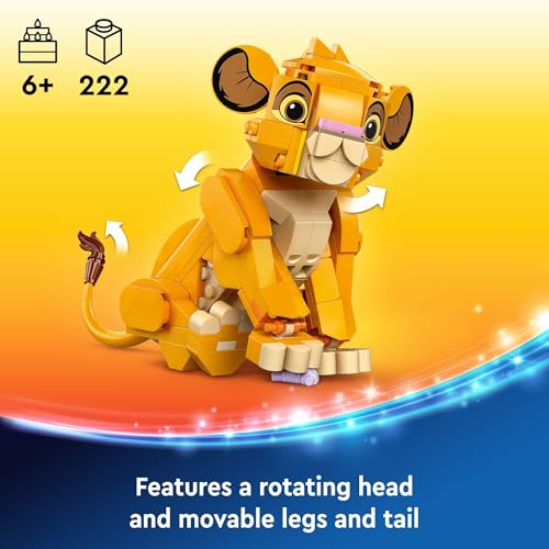 Disney Simba The Lion King Cucciolo Giocattolo - Gioco da collezione e display Set - Regalo di compleanno per bambina e ragazzo di 6 anni - Modello dettagliato di Disney Simba - 43243 - Lego - Immagine 2