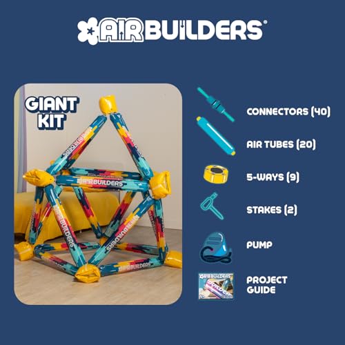 AirBuilders Inflatable Play Space Building Kit – Build Forts, Enchanted Castles, Cozy Nooks and Tunnels for Kids 5+ – Pump Included
