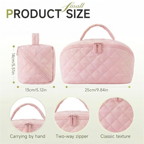 2026 New Travel Makeup Bag, Wide Open Lay-Flat Cosmetic Bags for Women, Waterproof Spacious 180° Open Make Up Organiser Bag for Toiletries & Brushes Large Capacity with Compartments (Pink) by Skveyw - Used condition - Image 3