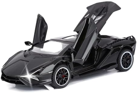 Sian FKP3 Metal Model Car with Light and Sound Pull Back Toy Cars for 3 Year Old Boys and Up (Black)