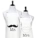 Plum Hill Mr. and Mrs. Aprons with Mustache and Red Rhinestone Lips Wedding Gift for Couples