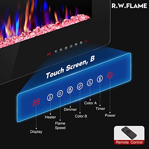 R.W.FLAME Electric Fireplace 50 inch Recessed and Wall Mounted,The Thinnest FireplaceLow Noise, Fit for 2 x 6 Stud, Remote Control with Timer,Touch Screen,Adjustable Flame Colors and Speed by R.W.FLAME - Image 6