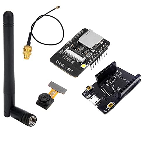 KHIYQILO ESP32-CAM Module WiFi + Bluetooth Module Caméra Carte de Développement ESP32 avec caméra OV2640 Antenne IPEX 2,4G Adaptateur de Série Cover