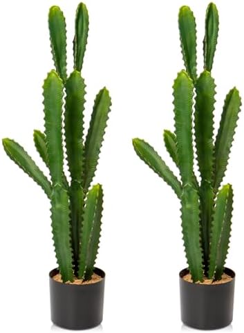 Oairse Planta de cactus falsos de 82 cm de alto, 2 unidades, plan...