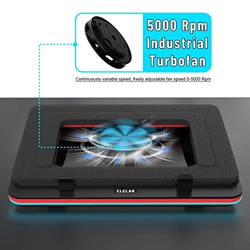 ELELAK-F60-RGB-Gaming-Laptop-Cooling-pad-for-14-173-inch-Laptop-Powerful-Turbo-Fan-5000RPM-Speed-52CFM-air-Volume-for-Rapid-CoolingAir-Lock-Sponge-dust-FilterHeight-Adjustment-Laptop-Cooler