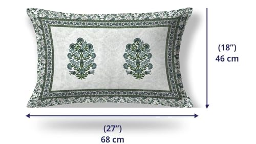 Image of elanorhomes Pure Cotton Pillow Covers Set of 2 (27x18) - Forest Glow with Zip Closure, 180 TC
